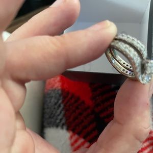 Size 5 ever is engagement ring and wedding band 14k and 1-1/2 carat diamonds